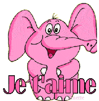 Gif animé je t'aime éléphant rose